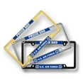 thumbnail image 6 of [Officially Licensed Product] - U.S. Air Force Proud Dad - Domed Custom-Made Personalized Narrow (Thin) Top 4 Hole Metal Car License Plate Frame with Free caps - Gold (Qty: 1 Frame), 6 of 8