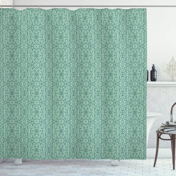 Green Shower Curtain Vintage Style, Victorian Style Bathroom Shower Curtains