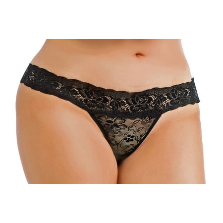 Lacy Line Plus Size Sexy Lace Thong With Keyhole (Best Thongs For Plus Size)
