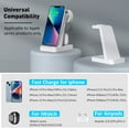 thumbnail image 2 of Charger Station for Apple Multiple Devices - ETEPEHI 3 in 1 Fast Wireless Charging Dock Stand for Apple Watch & for iPhone 14 13 12 with Adapter, White, 2 of 7