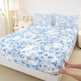 thumbnail image 3 of Manfei Adults Blue Flowers 4pcs Bed Sheets,Chic Floral Blossoms King Sheets,Spring Garden Super Cozy Sheet Set,Luxury Bedroom Decor, 3 of 7
