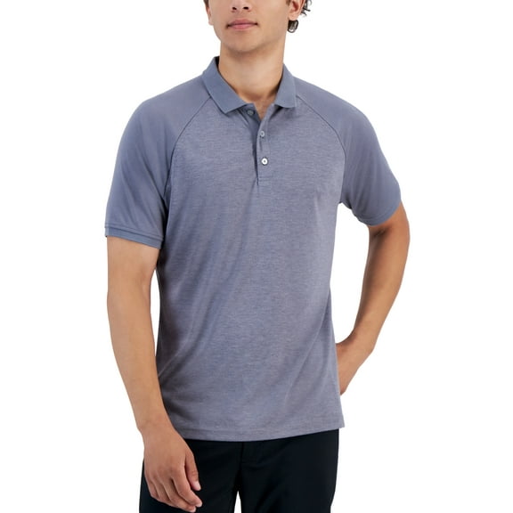 Alfani Men's AlfaTech Short Sleeve Polo Shirt Lead Statue Blue Small