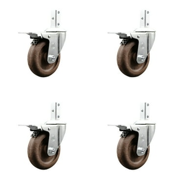 4 Inch High Temp Glass Filled Nylon 3/4 Inch Stem Caster Set Total Lock Brake