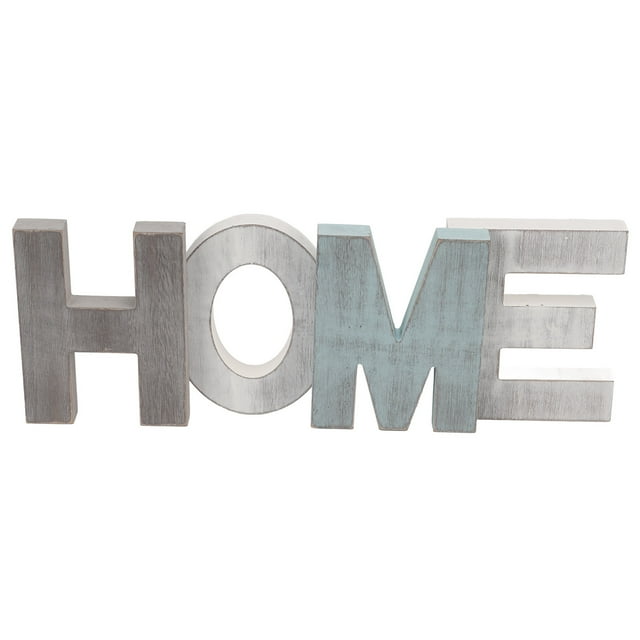 Letrero de madera HOME con diseño retro desgastado de una sola pieza, exquisitas letras de madera, adornos decorativos