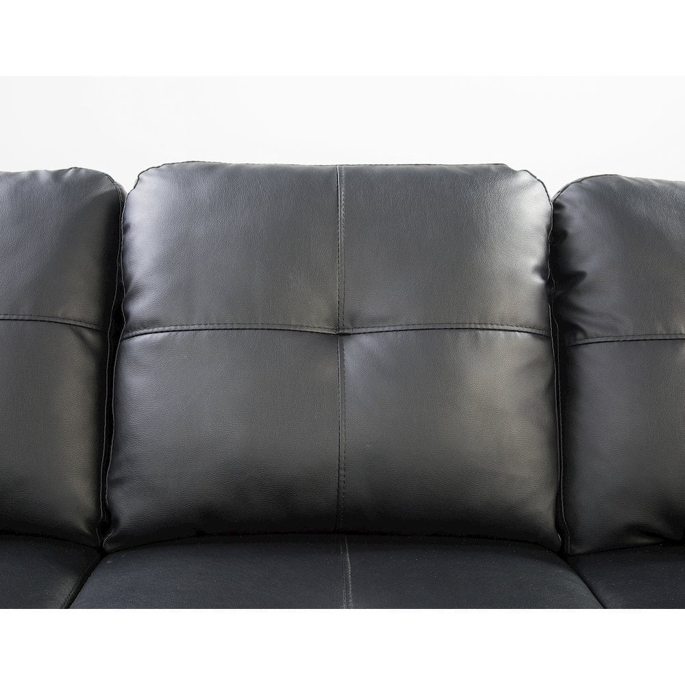 Devion Furniture Contemporary Faux Leather Nailhead Trim L Shaped Sectional Sofa Set Black