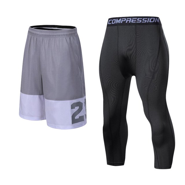Pantalones de chándal de compresión para hombre, mallas para correr, gimnasio, baloncesto, fútbol, pantalones cortos, pantalones ajustados para Fitness, conjunto de ropa deportiva al aire libre qym unisex