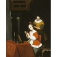 thumbnail image 2 of Ter Borch, Gerard 12x14 Black Ornate Wood Framed with Double Matting Museum Art Print Titled - A Young Lady Having Her Hair Combed By a Maid, 2 of 4