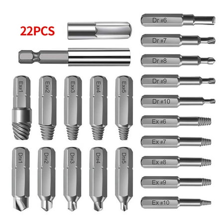 

22 Pcs/set Damaged Screw Extractors Stripped Screws Bolt Stud Remover Bits Rotary Screwdriver Normal Shank