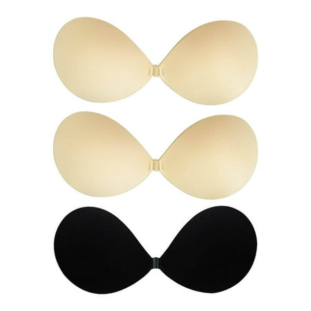 OUSITAID 3 Pairs Womens Adhesive Bra Silicone Nipple Covers Push-Up Seamless Bra for Backless Dresses with Removable Invisible Straps
