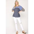 thumbnail image 2 of Colorblock Knit And Floral Print Mixed Top With Dolman Sleeve, 2 of 5