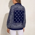 thumbnail image 2 of Bandana Blue Long Sleeve Blouse Woman Streetwear Casual Shirts Summer Oversize Woman Streetwear Clothing Birthday Present, 2 of 7