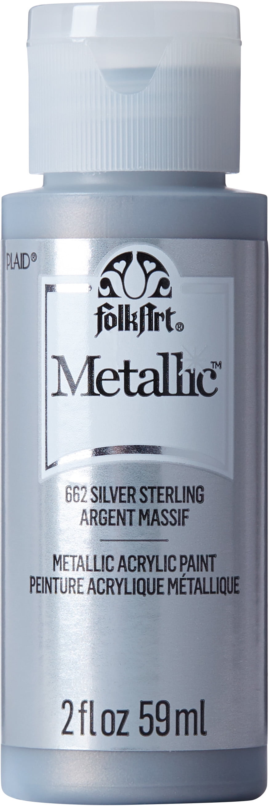 FolkArt Metallic Acrylic Craft Paint, Metallic Finish, Silver Sterling, 2 fl oz