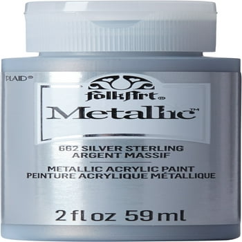 FolkArt Metallic Acrylic Craft Paint, Metallic Finish, Silver Sterling, 2 fl oz