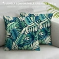 thumbnail image 3 of COMIO Tropical Leaves Pillow Covers Summer Decorative Green Palm Leaf Throw Pillow Covers Soft Pillow Case Square Cushion Covers for Home Couch Sofa Patio Bedroom, 3 of 5