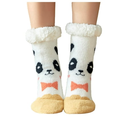 

DENGDENG Women s Soft Thick Warm Fluffy Slipper Socks Winter Animal Print Fuzzy Socks Christmas Gifts
