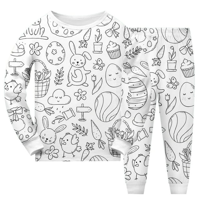 TIWEKE Pyjamas en Modal pour Fille, Ensemble de Pyjamas Peints à la Main pour Garçon et Fille, Taille 2-3 Ans