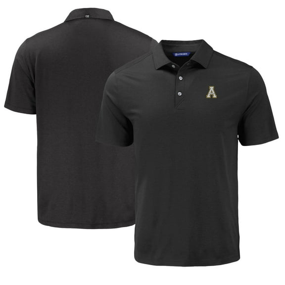 Men's Cutter & Buck Black Appalachian State Mountaineers Coastline Epic Comfort Eco Recycled Polo