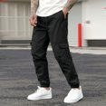 thumbnail image 2 of Mens Cargo Pants Casual Joggers Athletic Pants Cotton Loose Straight Sweatpants Men's Casual Pants Hiking Pants Workout Joggers for Men Elastic Waist Drawstring Tapered Pants, 2 of 7