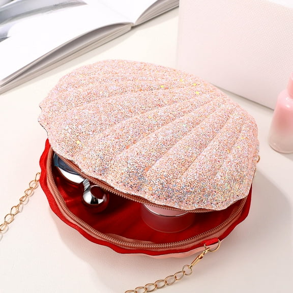 BALAHAPY 1Pack Pink Seashell Crossbody Bag Women Shoulder Purse for Traveling and Party