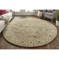 thumbnail image 4 of HomeRoots 511286 10 ft. Green Brown & Taupe Wool Paisley Hand Tufted Handmade Stain Resistant Round Area Rug, 4 of 5