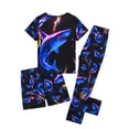 thumbnail image 3 of WIBACKER 3-12Y Boys Shark 3-piece Pajama Set Tee & Shorts & Pants PJ Kids Comfy Sleepwear Jammies Set Summer, 3 of 9