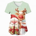 thumbnail image 4 of Towmus Womens Christmas Scrub Tops Funny Print V Neck Short Sleeve Shirts Stretch Anti Wrinkle Nursing Uniform with Pockets, 4 of 5