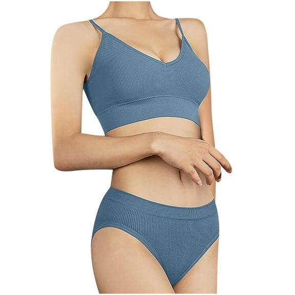 YWDJ Lounge Bras for Women Plus Size Back Closures Lounge Bras Wirefree Comfortable Bras Spaghetti Straps Half Cup Push up Seamless Bras Padded Plus Size Bras Wrap Sleep Bras Blue L