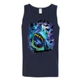 thumbnail image 2 of Great White Shark Species in Ocean | Mens Fishing Graphic Tank Top, Navy, Small, 2 of 3