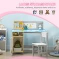 thumbnail image 4 of Qaba Ensemble Bureau et Chaise pour Enfants 2 Pcs avec Tableau Blanc, Rangement, Étagères, Gris, 4 of 10
