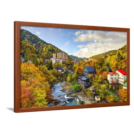 Hot Springs Resort Town of Jozankei, Japan in the Fall. Framed Print Wall Art By