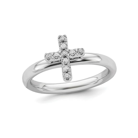 Gem & Harmony 1/10 Carat (Ctw) Diamond Cross Ring in Sterling Silver for Women