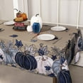 thumbnail image 4 of Fall Blue Pumpkin Tablecloth 60x84 Inch Rectangular，Leaves Thanksgiving Autumn Harvest Stain Resistant Table Cover for Holiday Party Picnic Dinner Farmhouse Decoration, 4 of 7