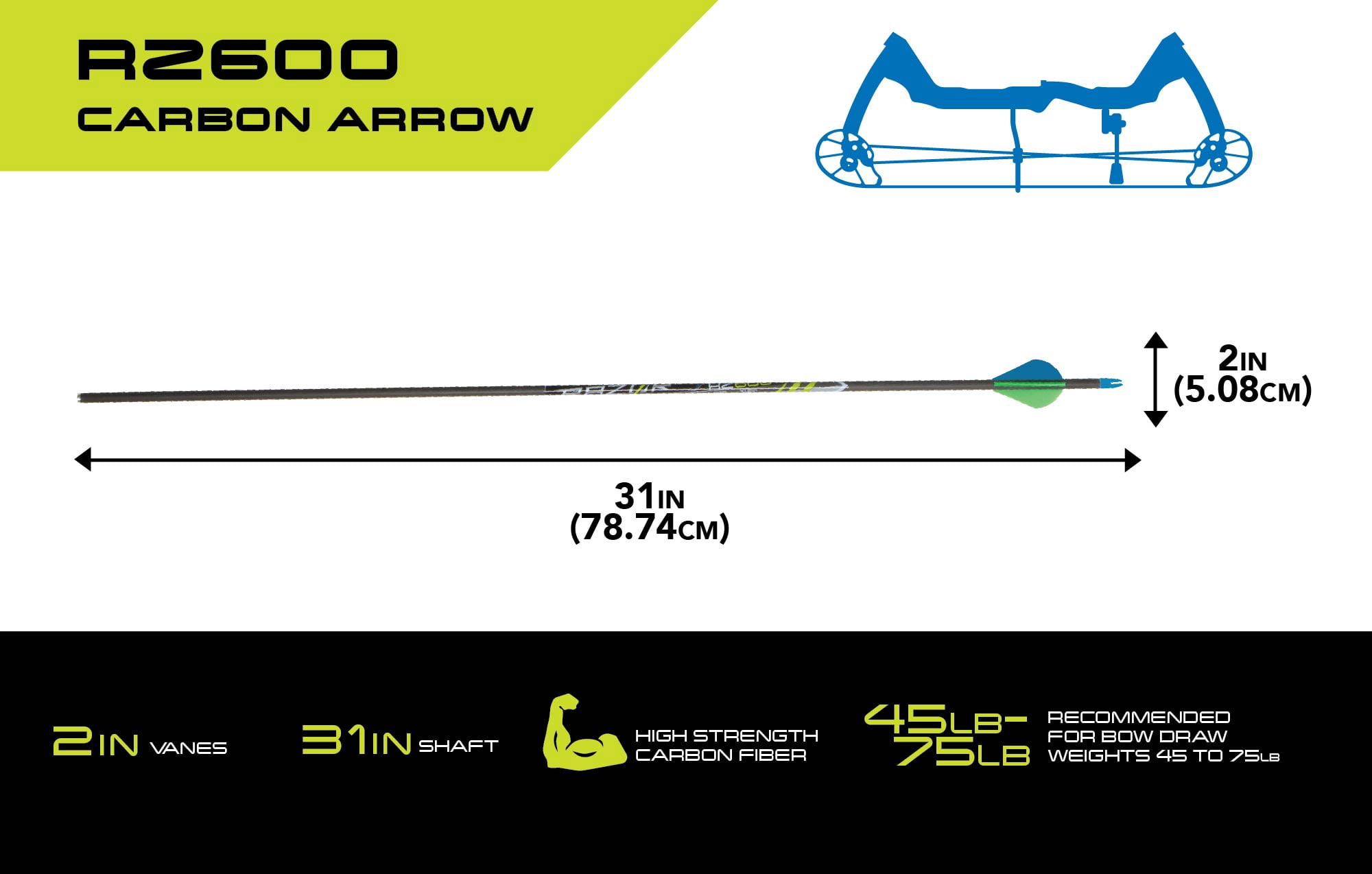 Razor 31" Rz600 Carbon Arrow, 36-Pack, Black