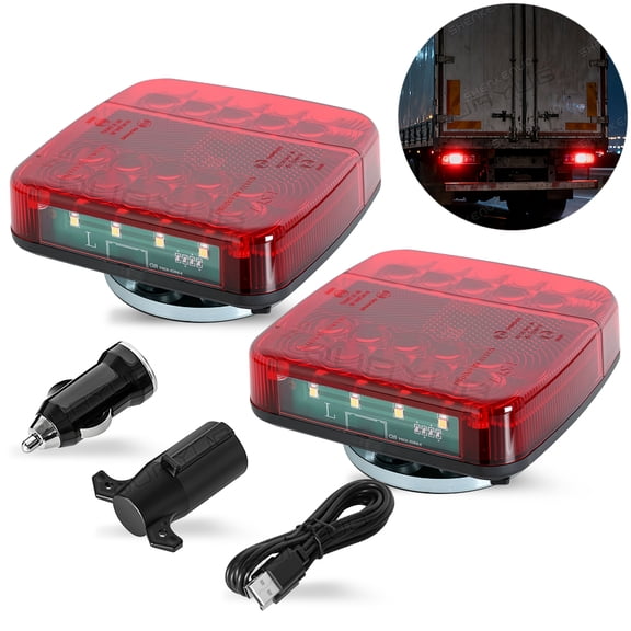 Quayub Wireless Magnetic Trailer Lights – Rechargeable LED TailLight Kit 2pcs For Trailer