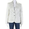 Pre-owned|Escada Women's Silk Blend Polka Dot Two Button Blazer White Size DE. 40