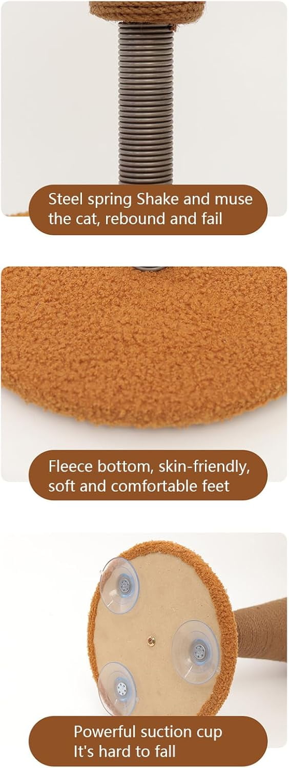 Colourtree Kitten Scratching Post, Vertical Cat Scratcher, Adorable Furniture Protector with Hanging Ball Toy, Interactive Indoor Pet Training Post for Apartment Bedroom Home