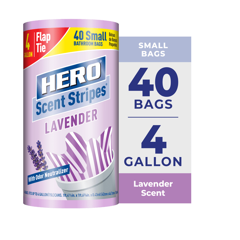 8 pack) Hero Scent Stripes 4-Gallon, Lavender Scented, Small Flap