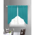 thumbnail image 3 of Teal Swag Valances for Windows, Turquoise Pure Teal Rod Pocket Sheer Valances for Large Windows, Swag Toppers Light Filtering for Kitchen Living Room 2 Panels 36''x45'', 3 of 6