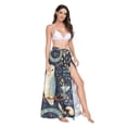 thumbnail image 2 of FORMRS Womens Long Sarong Beach Wrap Semi-Sheer Bikini Skirt Bathing Swimsuit Cover Up, Mystical Owls Pattern, 2 of 7