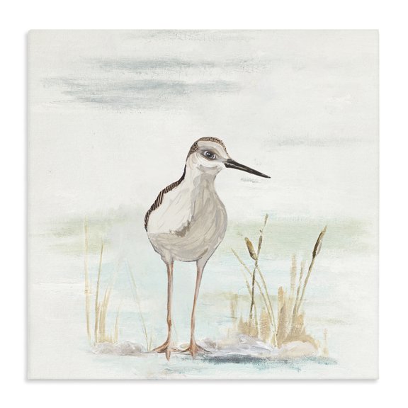 Stupell Industries Rustic Lodge Sandpiper Bird Beach Grass Sprigs Canvas Art, 24 x 24, by Patricia Pinto