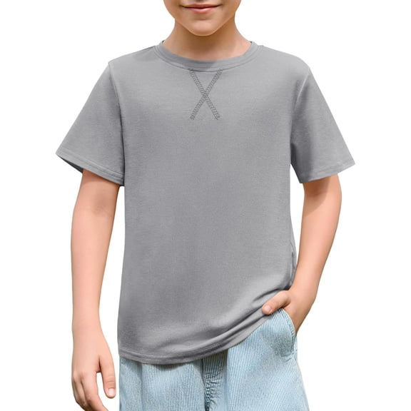 Krdevn Boys Crew Neck T Shirt Soft Cotton Blend Short Sleeve Basic Tee Size:3-4 Years