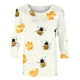 thumbnail image 5 of JTZGDY Fashion 3/4 Length Sleeve Crewneck T-Shirts for Women Cute Bee Printed Summer Tunic Tops Loose Oversized Graphic Holiday Gift Tees Blouse Yellow#03 L, 5 of 6