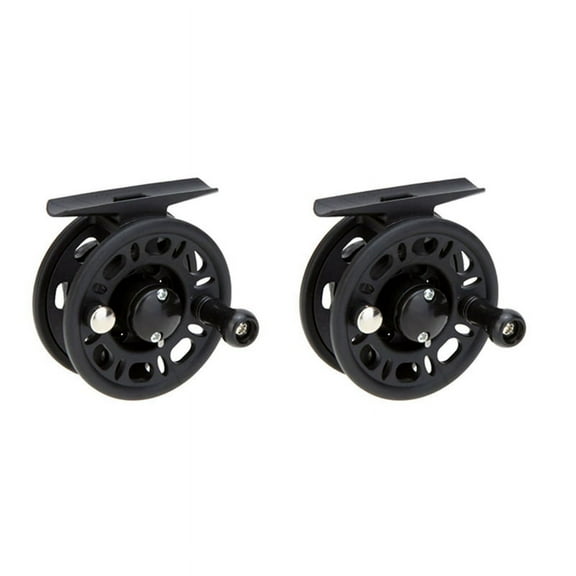 2X Plastic Fly Reel River Fishing Fly Fishing Stream Left / Right Exchange Possible (Reel Diameter 42 mm),2 x fishing reel,Black