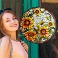 thumbnail image 5 of Sunflower Stained Glass Suncatchers, Round Sunflower Stained Glass Panel Home Decor, Hand-Painted Sunflower Sun Catchers Gifts for Christmas, Birthday, 5 of 6