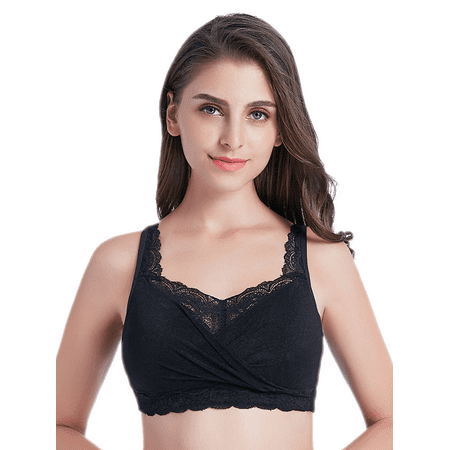 

BIMEI Mastectomy Bra with Pockets for Breast Prosthesis Women s Full Coverage Wirefree Everyday Bra 8888 Black 40C