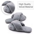 thumbnail image 3 of U-slide Women’s Cross Band Soft Plush Fluffy Furry Fleece House Indoor or Outdoor Ladies’ Slide Slippers, Gray, 11-12, 3 of 10