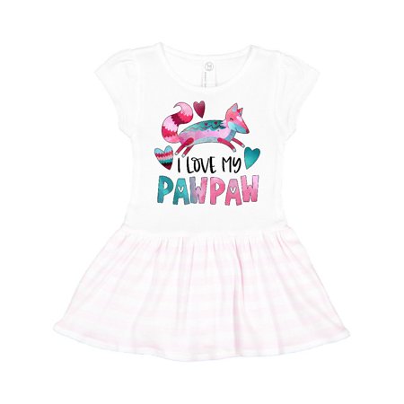 

Inktastic I Love My Pawpaw Pink and Blue Fox with Hearts Gift Toddler Girl Dress
