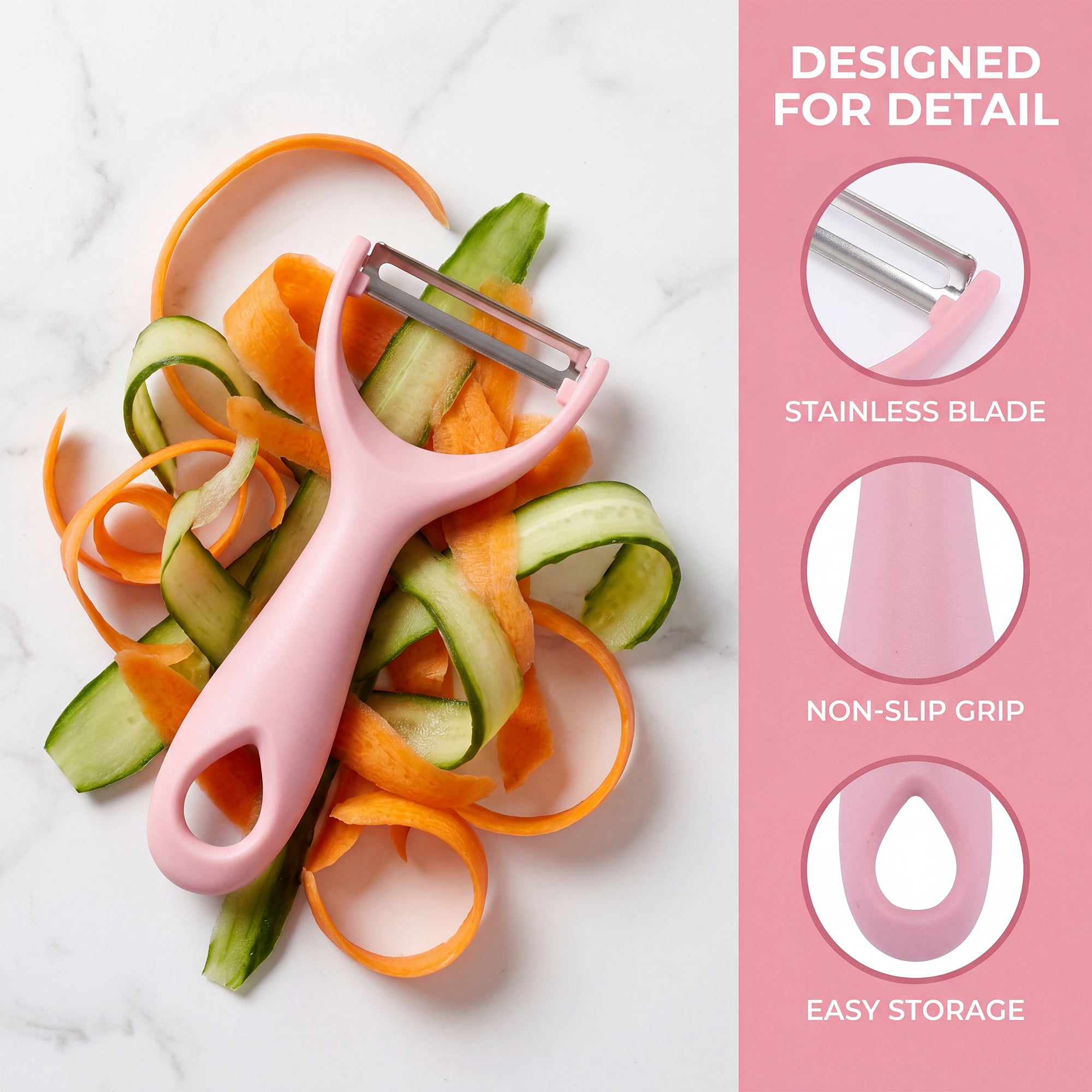 Unique Bargains Vegetable and Apple Peeler with Ergonomic Handle Pink 5.1x2.4 inch