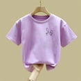 thumbnail image 4 of DxhmoneyHX Girls Short Sleeve T Shirts Cute Print Front Cotton Tee Tops Loose Fit Summer Classic Basic Lightweight Fashion Blouse Age 2-13Years, 4 of 6