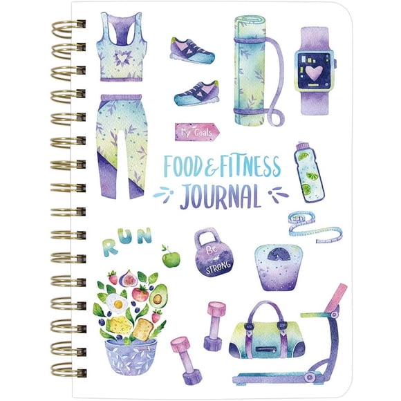 Food and Fitness Meal Workout Journal Diary Wellness Log Notebook Planner Weight Loss Diet Exercise Training Health Tracker 6.1x 8.5 inch Hard Cover